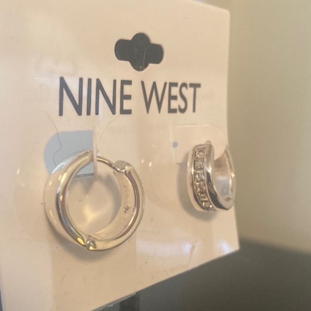Nine West Silver and Gold Tone Hoop Earrings